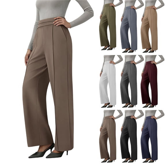 Yogapants Women's Solid High Waisted Straight Leg Yoga Pants With Casual Pockets Gray,XL