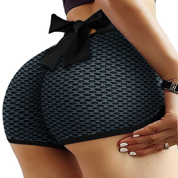 Yogas Training Shorts Elastic Waist Bowknot Moisture Control Polyester Fitness