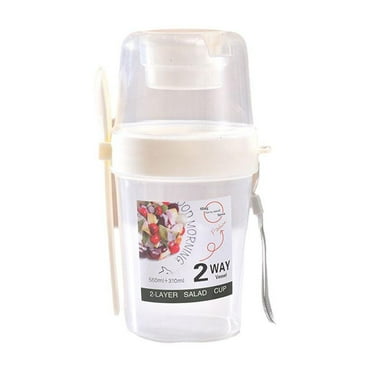 Yoghurt Cup with Spoon Fork Cereal Breakfast Fruit Food Overnight Container H5B6