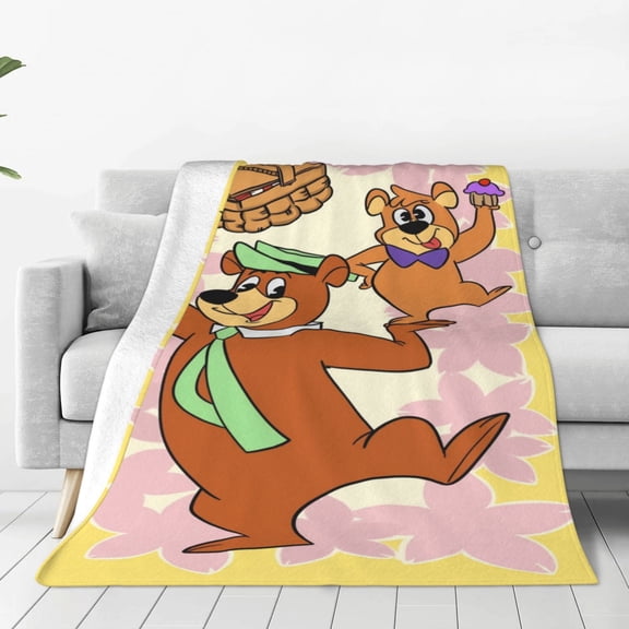Yogi Bear Blanket Cute Character All Season Warm Fuzzy Plush Throw Blankets Soft Flannel Blankets for Couch Chair Bed Travel Home Decor 50"X40"