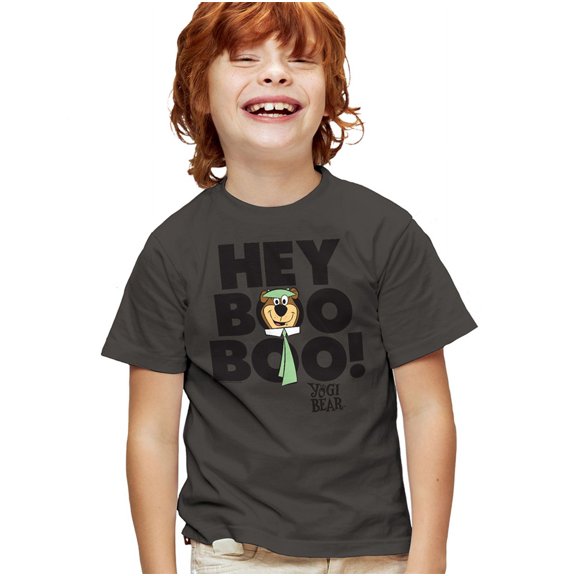 Yogi Bear Hey Boo Boo Kids T Shirt (Small) for Youth Toddler Boys and Girls, Charcoal