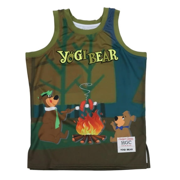 Yogi Bear Men's Headgear Classics Embroidered Basketball Jersey - Green/Multi (Medium)