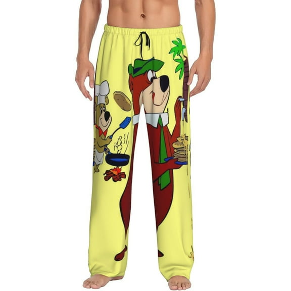 Yogi Bear Men's Pajama Pants Cartoon All Over Print Elastic Waistband Sleep Pants with Pockets Drawstring, Soft Unisex Lounge Bottoms Sleepwear