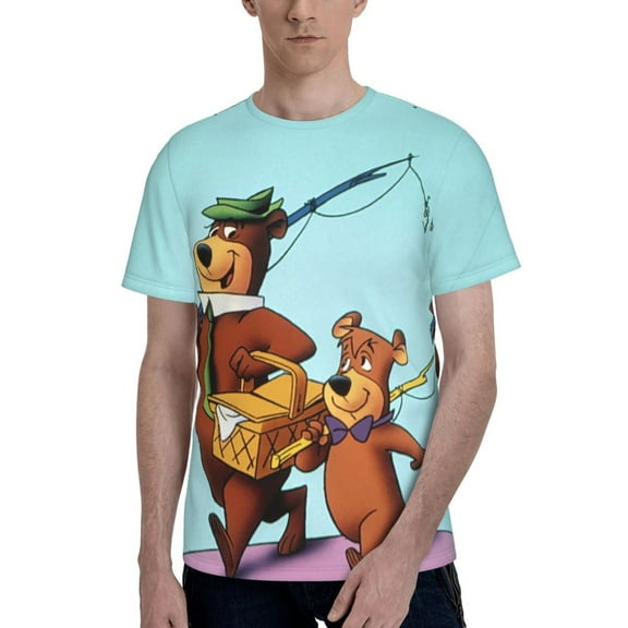 Yogi Bear Men's T-Shirt Graphic Print Crew Neck Unisex Short Sleeve Hip Hop Adults Tees Top Streetwear