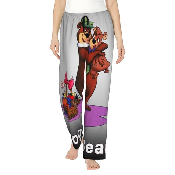 Yogi Bear Women's Pajama Pants, Cartoon Ultra Soft Comfy Lounge Bottoms, Casual Sleep Pj Pants Sleepwear With Pockets Drawstring