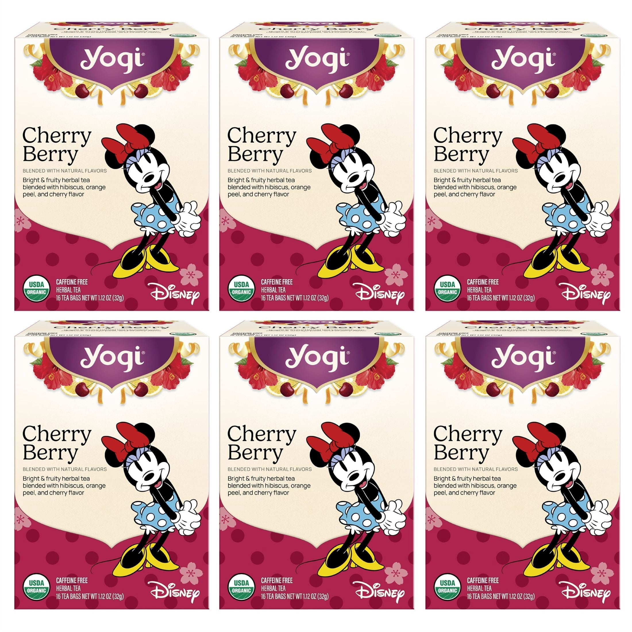 Yogi Cherry Berry Tea, Organic Herbal, 6 pack, 16 count - Walmart.com