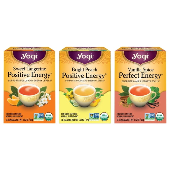 Yogi Energy Variety (3 Pack) Organic Sampler & Tea Gift Set Contains Caffeine 48 Tea Bags