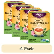 (4 pack) Yogi Green Tea Blueberry Slim Life Herbal Supplement Tea Bags, 16 Ea, 6 Piece, Packaging May Vary