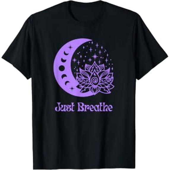 Yogi Purple Moon Phase Yoga Meditation Just Breathe Women'S T-Shirt ...