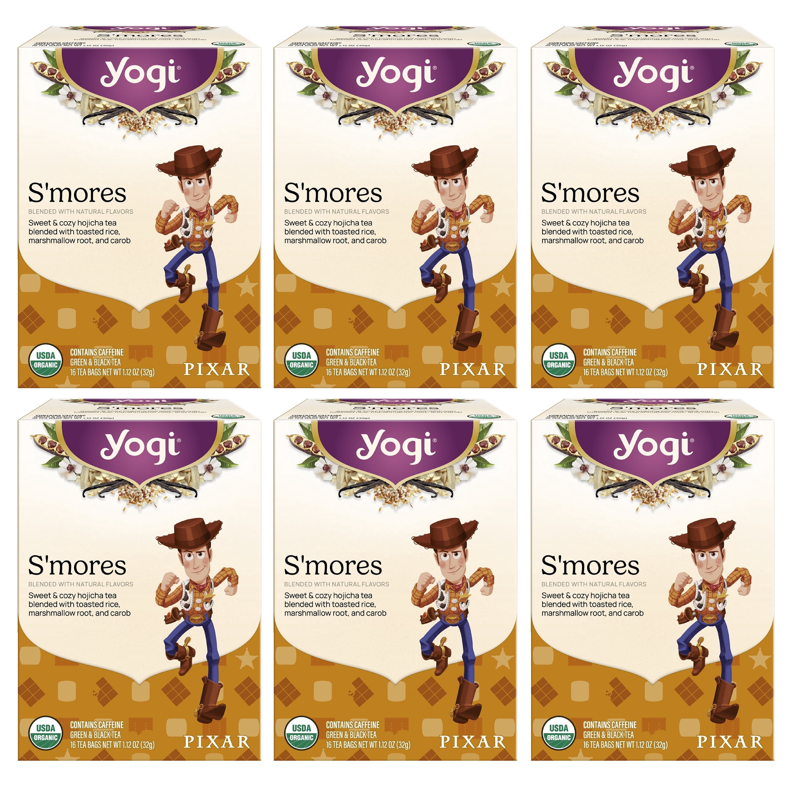 Yogi S'mores Tea (6 pk, 16 ea) - Caffeinated Organic Green & Puerh Teas