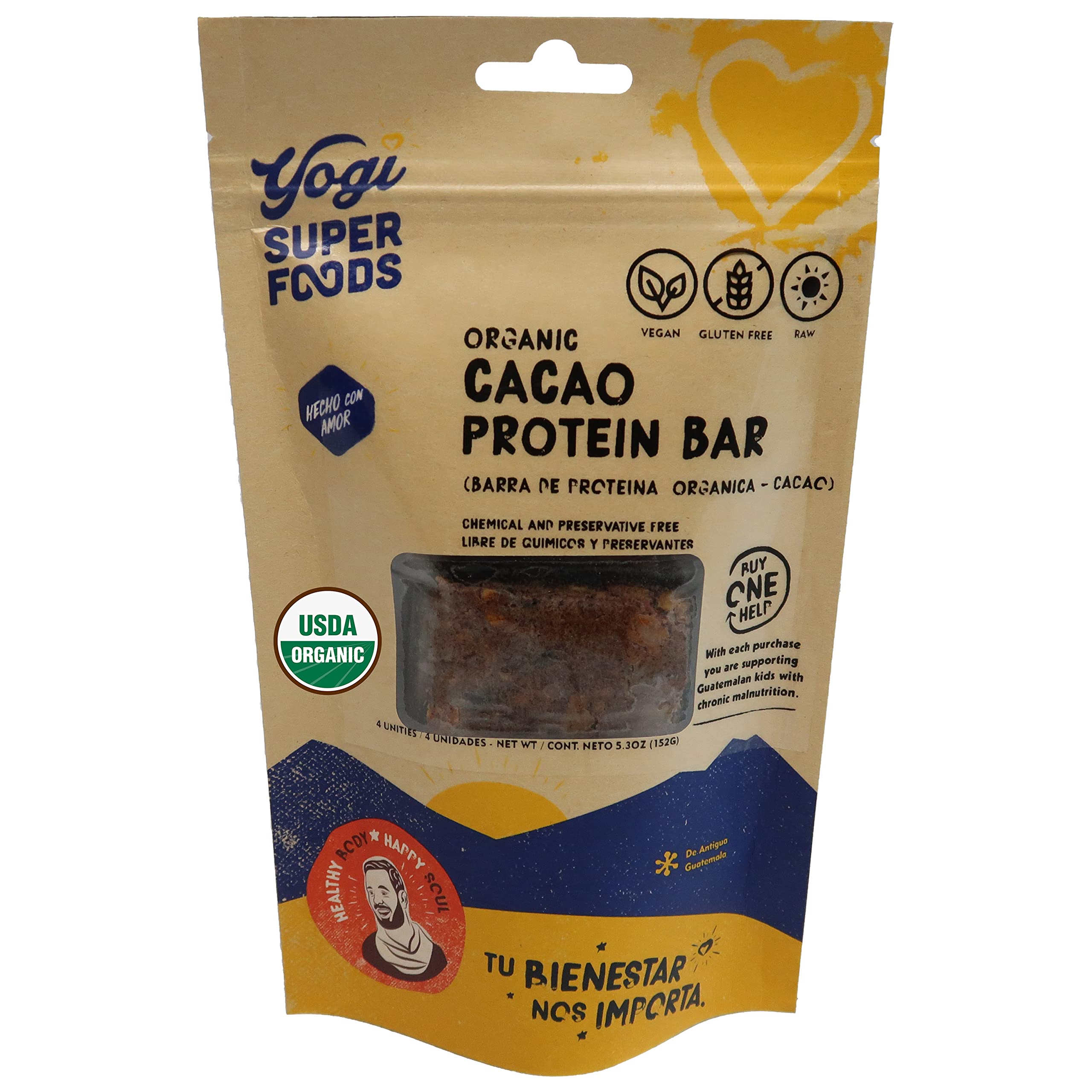 Yogi Super Foods Cacao STF9 Protein Bars for Healthy Energy Organic