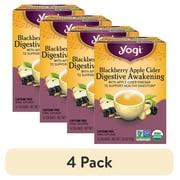 (4 pack) Yogi Tea Blackberry Apple Cider Digestive Awakening, Herbal Tea Bags, 16 Count