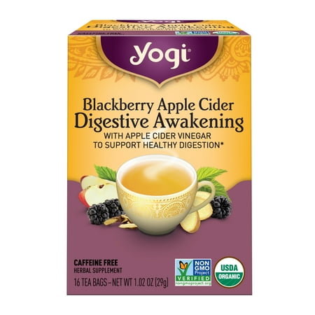 Yogi Tea, Herbal Tea Bags, Blackberry Apple Cider Digestive Awakening Tea, Supports Healthy Digestion, 16 Ct Tea Bags
