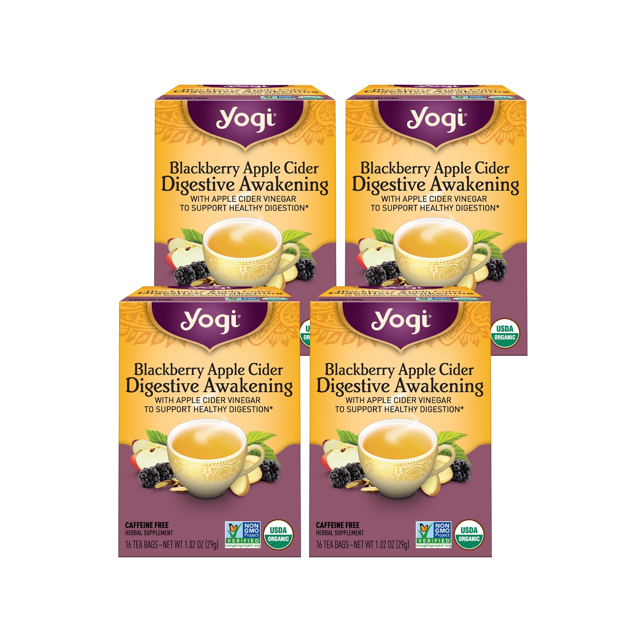 Yogi Tea Blackberry Apple Cider Digestive Awakening, Wellness Tea Bags