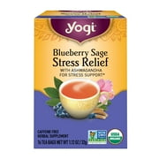 Yogi Tea, Blueberry Sage Stress Relief, Caffeine-Free Herbal Tea Bags, 16 Count