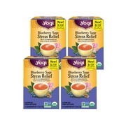 Yogi Tea, Blueberry Sage Stress Relief, Herbal Tea, Wellness Tea Bags, 4 Boxes of 16