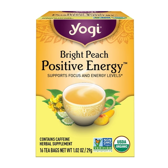 Yogi Bright Peach Positive Energy, Organic Oolong Tea Bags, 16 Count
