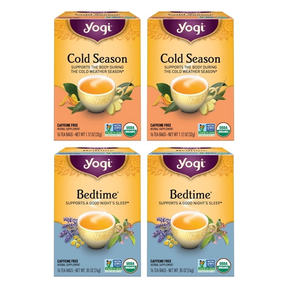 Yogi Tea Cold and Sleep Wellness Variety Pack 4pk - 16 Tea Bags per pack (4 pack) - Supports Cold, Sleep & Relaxation