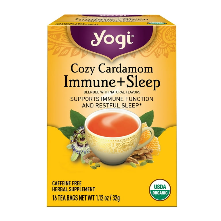 Yogi Cozy Cardamom Immune Plus Sleep, Organic Herbal Wellness Tea