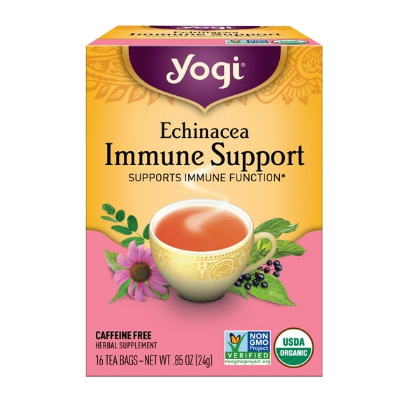 Yogi Tea Echinacea Immune Support, Organic Herbal Tea Bags, 16 Count