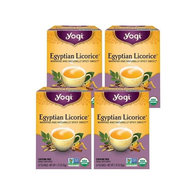 Yogi Tea Egyptian Licorice, Organic Herbal Tea Bags, 4 Boxes of 16