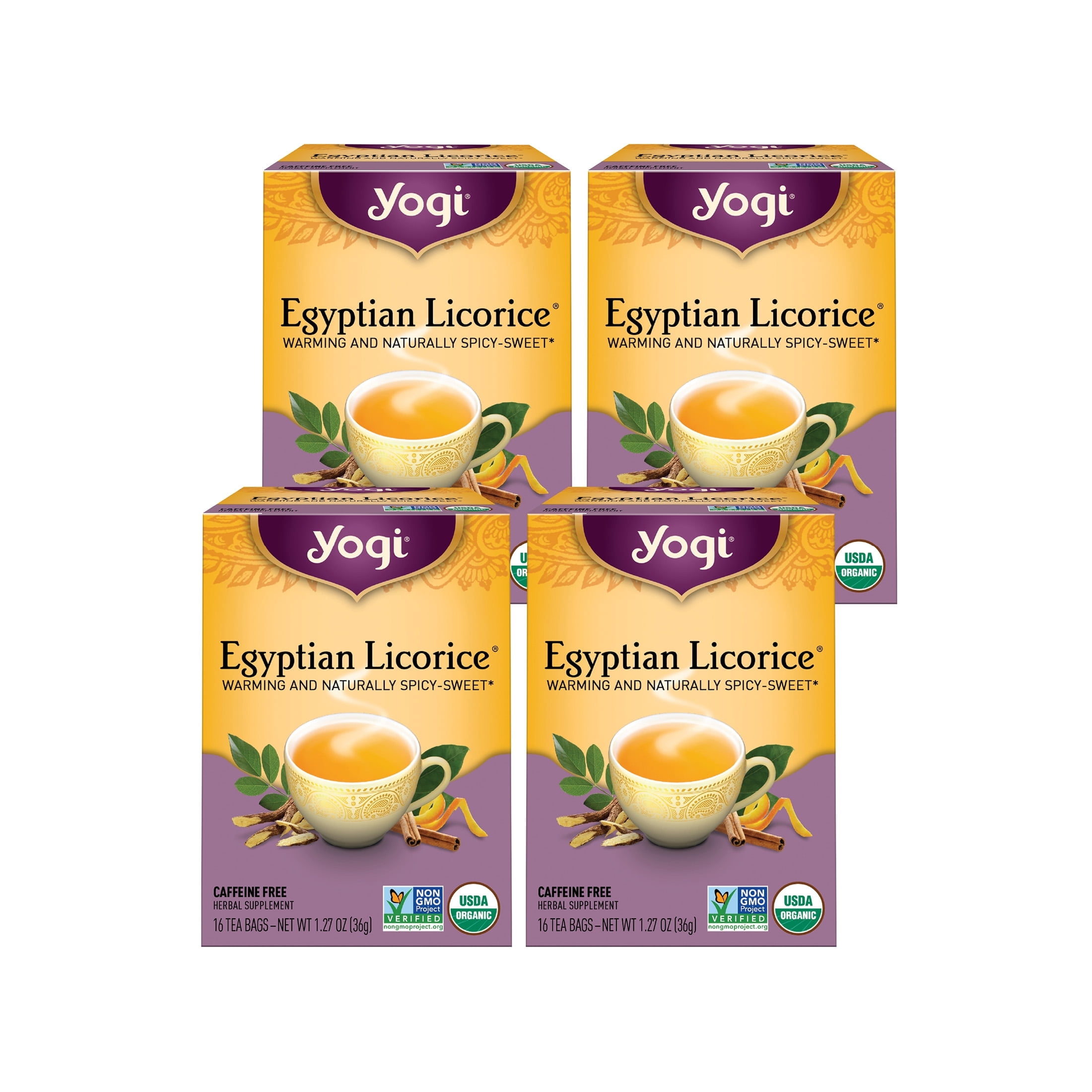 Yogi, Organic Herbal Tea Bags, 4 Boxes of 16, Egyptian Licorice