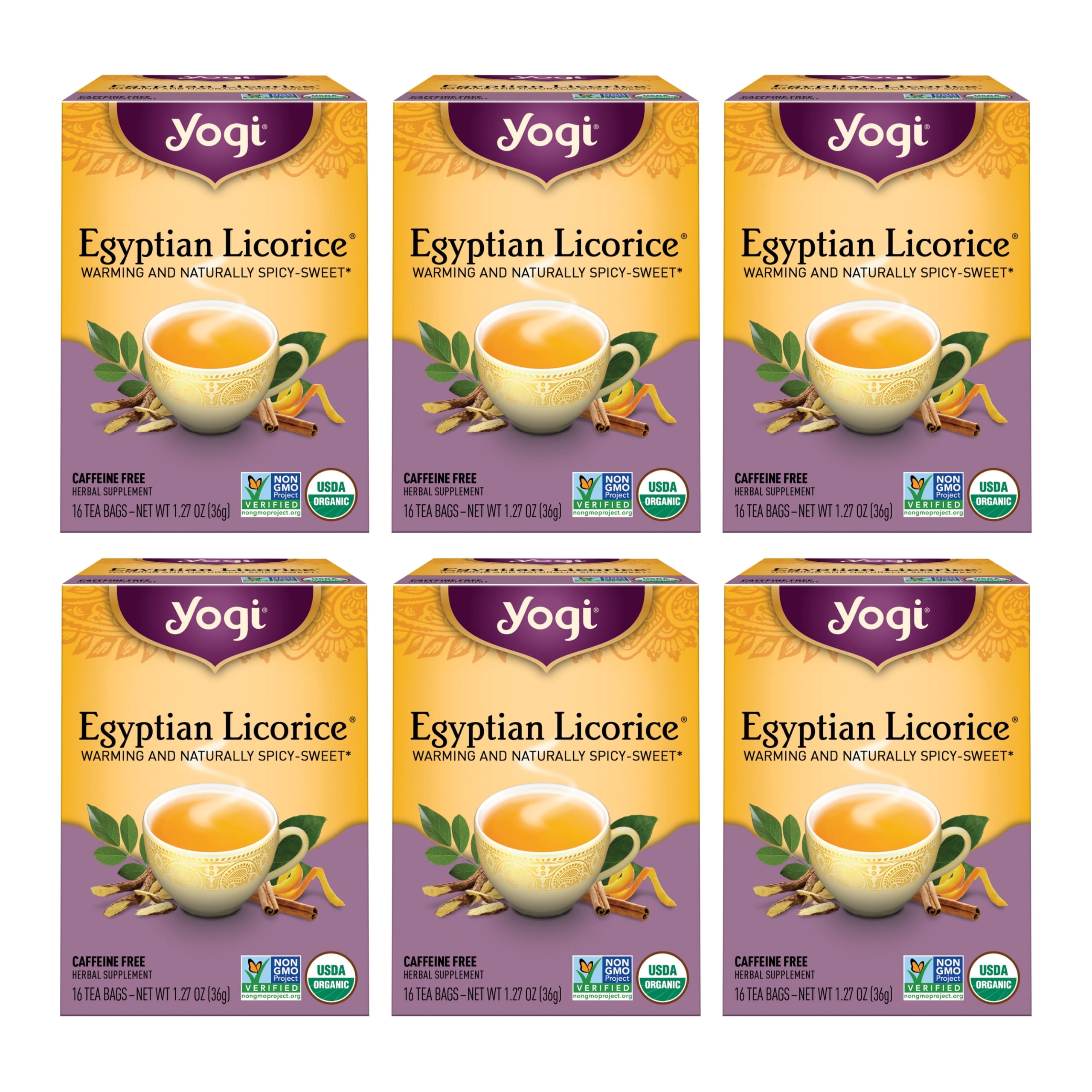 Yogi, Organic Herbal Tea Bags, 4 Boxes of 16, Egyptian Licorice