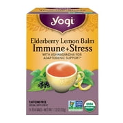 Yogi Tea Elderberry Lemon Balm Immune Plus Stress, Herbal Tea Bags, 16 Count