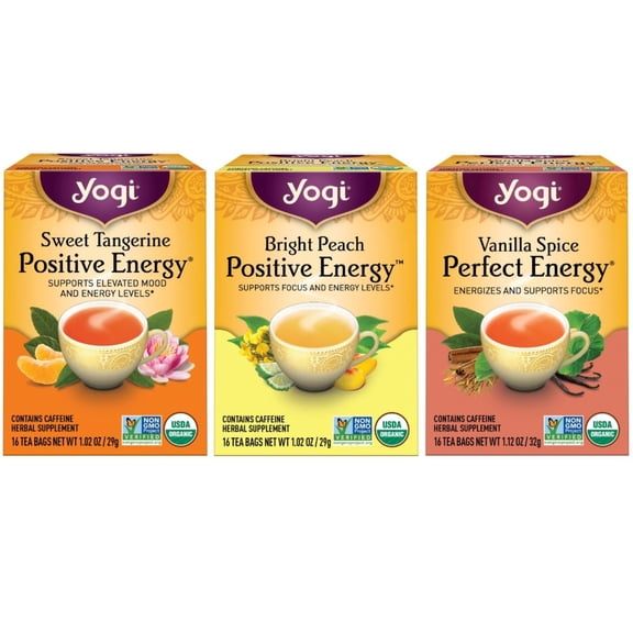 Yogi Energy Tea Variety Pack Sampler - Wellness Tea Bags - 3 Boxes of 16