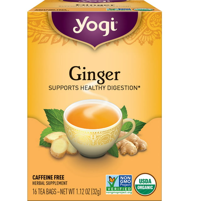 Yogi Tea Ginger, Caffeine-Free Organic Herbal Tea Bags, 16 Count