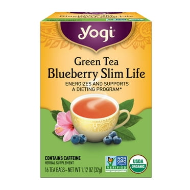 Yogi Tea Green Tea Blueberry Slim Life, Organic Green Tea Bags, 16 Count