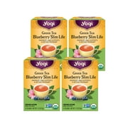 Yogi Tea Green Tea Blueberry Slim Life, Organic Green Tea Bags, 4 Boxes of 16