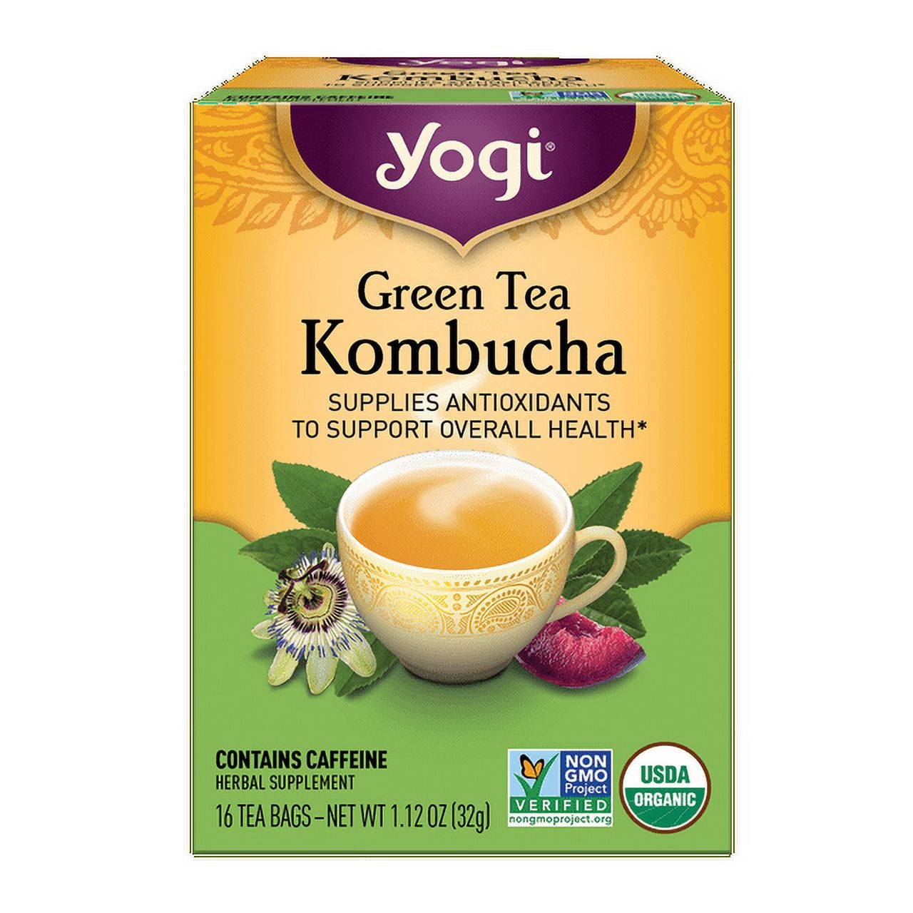 Yogi Tea Green Tea Kombucha, ContainsCaffeine Green Tea Bags, 16 Count