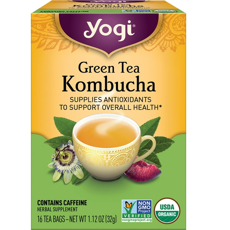 Yogi Tea Green Tea Kombucha, Contains-Caffeine Green Tea Bags, 16