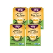 Yogi Tea Green Tea Pure Green, Organic Tea, Wellness Tea Bags, 4 Boxes of 16