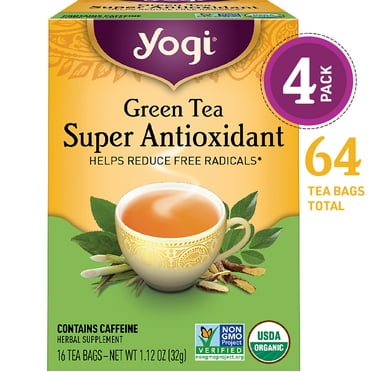Yogi Tea Green Tea Super Antioxidant, Green Tea Bags, 4 Boxes of 16