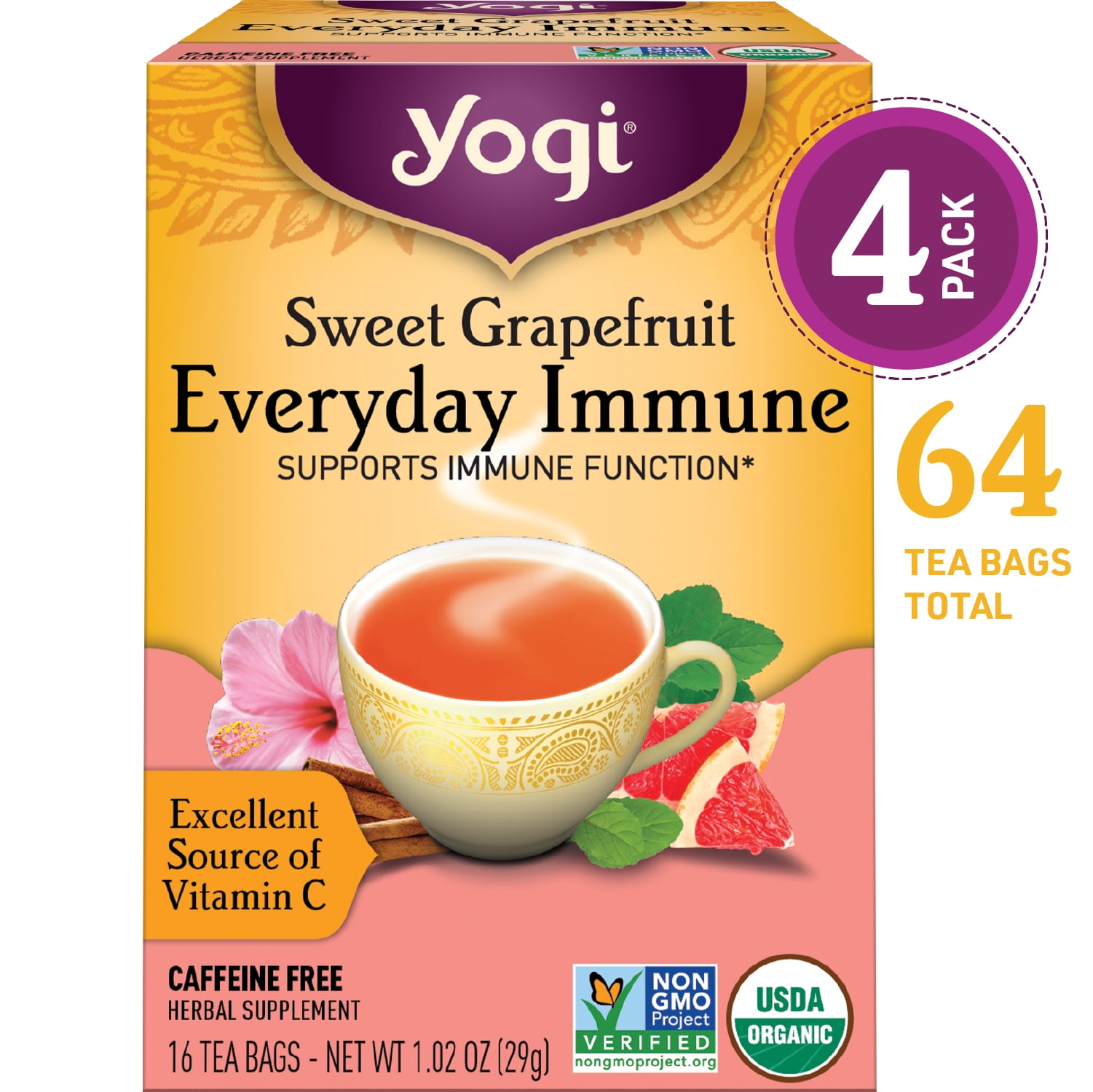 Yogi Tea, Herbal Tea Bags, Sweet Grapefruit Everyday Immune Tea