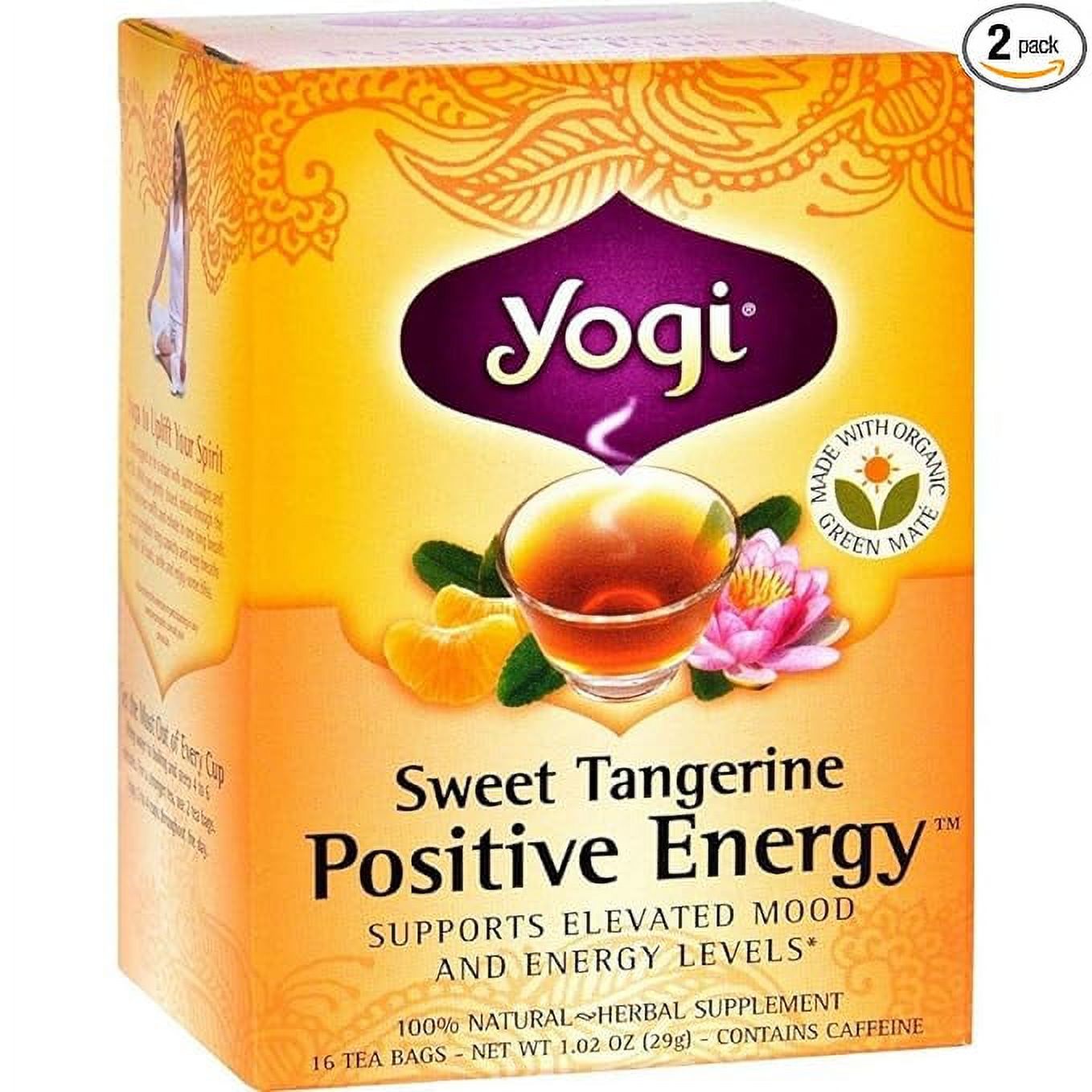 Yogi Tea Herbal Tea, Sweet Tangerine Positive Energy 1.02 oz(Pack of 2