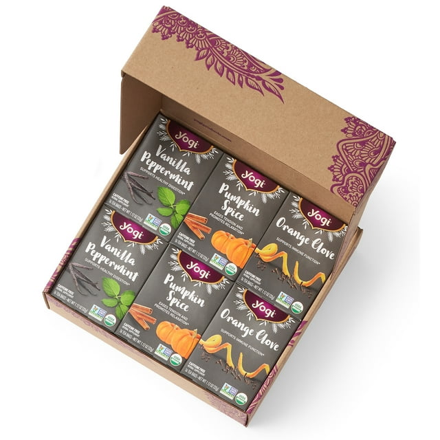 Yogi Tea Holiday Tea Variety Pack Gift Box, Wellness Tea Bags, 6 Boxes
