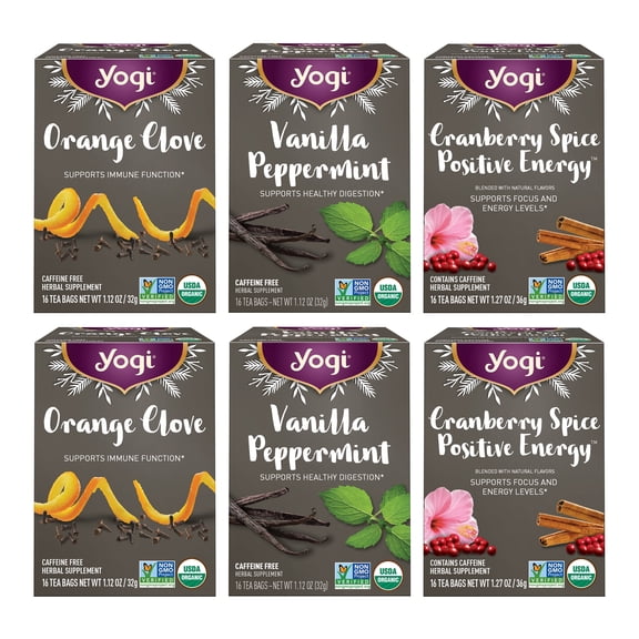 Yogi Tea Holiday Variety Sampler - 16 Bags per pack (6 packs) - Holiday Sampler - Seasonal Tea Sampler Set