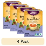 (4 pack) Yogi Tea Kava Stress Relief, Caffeine-Free Herbal Tea Bags, 16 Count