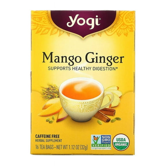 Yogi Tea, Mango Ginger, Caffeine Free, 16 Tea Bags, 1.12 oz Pack of 2