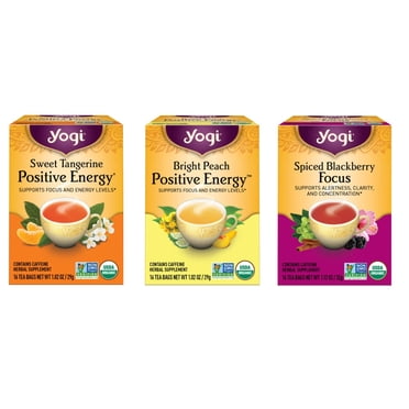 Yogi Tea - Morning Energy Variety Pack (3 Pack) Includes Peach Bergamot Bright Day, Sweet Tangerine Positive Energy, Spiced Blackberry Focus - 48 Organic Tea Bags