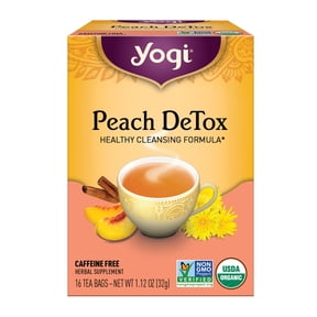 Yogi Peach DeTox, Caffeine-Free, Organic Herbal Wellness Tea Bags, 16 Count
