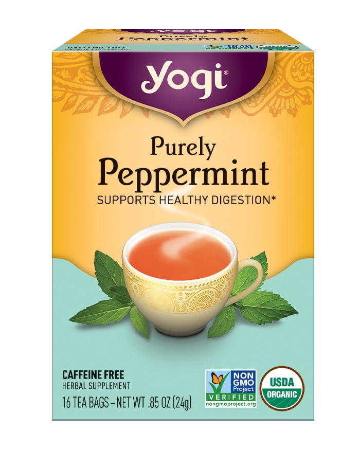 Yogi Purely Peppermint, Organic Herbal Mint Tea Bags, 16 Count