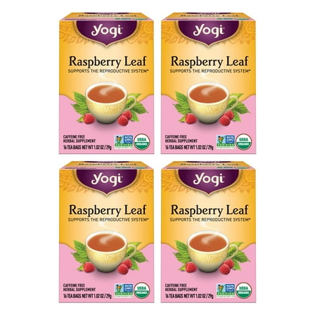 Yogi Tea Raspberry Leaf, Organic Herbal Tea Bags, 4 Boxes of 16
