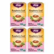 Yogi Tea Raspberry Leaf Tea - 16 Bags per Pack (4 Packs) - Caffeine-Free, Organic Raspberry Leaf - Aids Discomfort of Menstruation - Made from Organic Raspberry Leaves