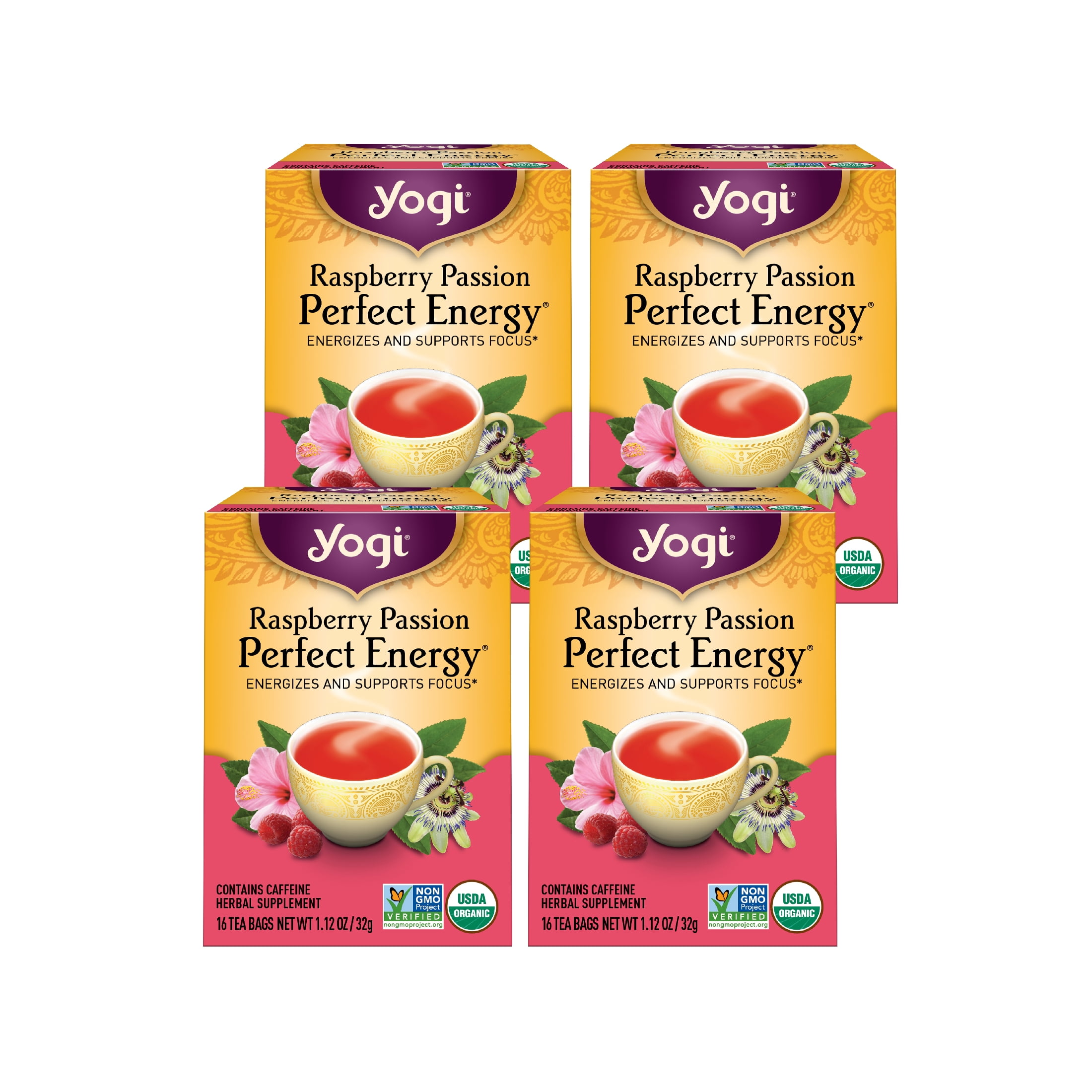 Yogi Tea Raspberry Passion Perfect Energy Tea, Organic Black Tea Bags