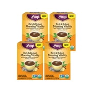 Yogi Tea Rich & Robust Morning Vitality, Puerh Tea, Wellness Tea Bags, 4 Boxes of 16