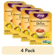 (4 pack) Yogi Tea Roasted Dandelion Spice DeTox, Organic Herbal Tea Bags,16 Count